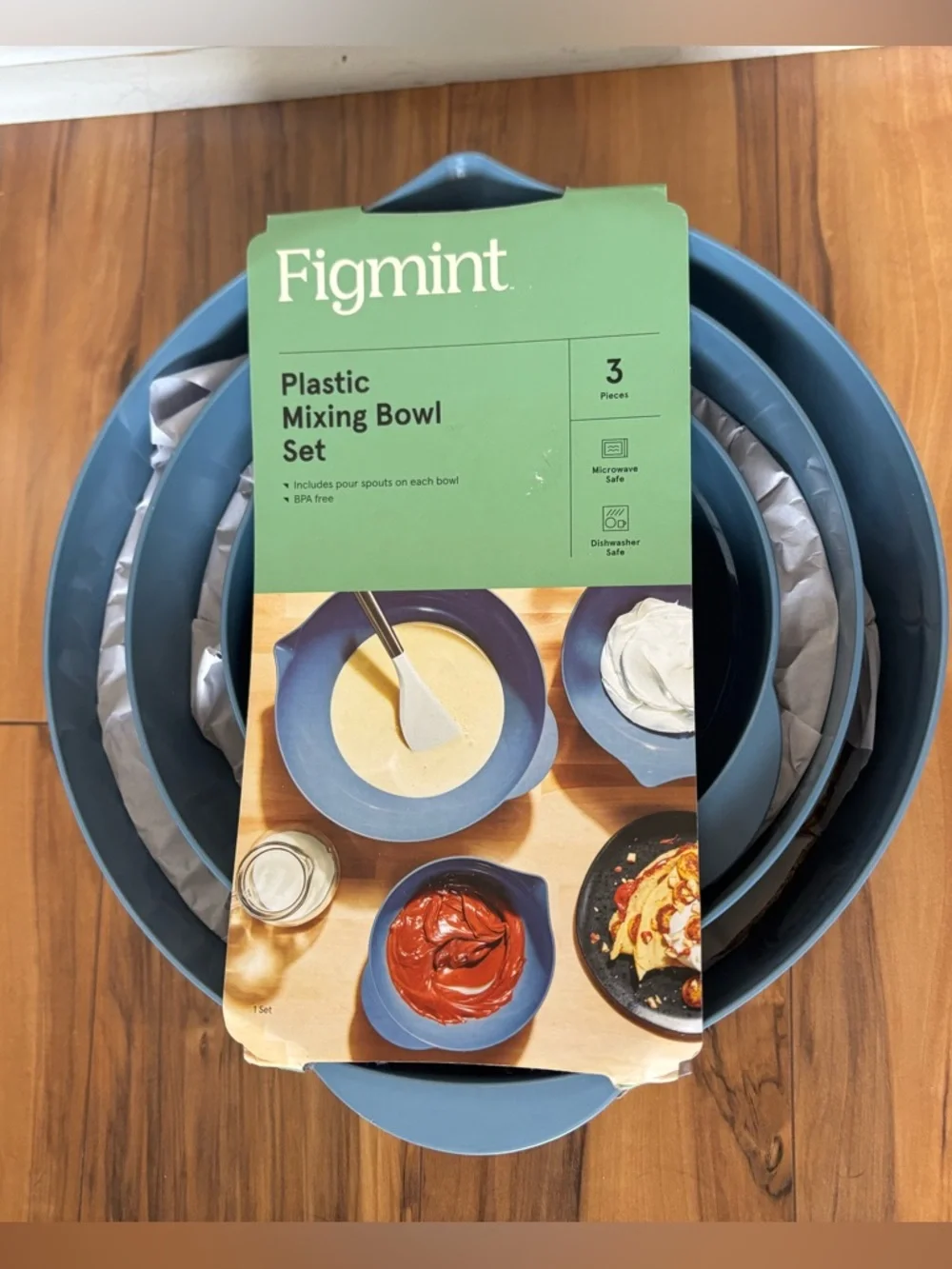 Figmint from Target blue plastic mixing bowl set of 3
